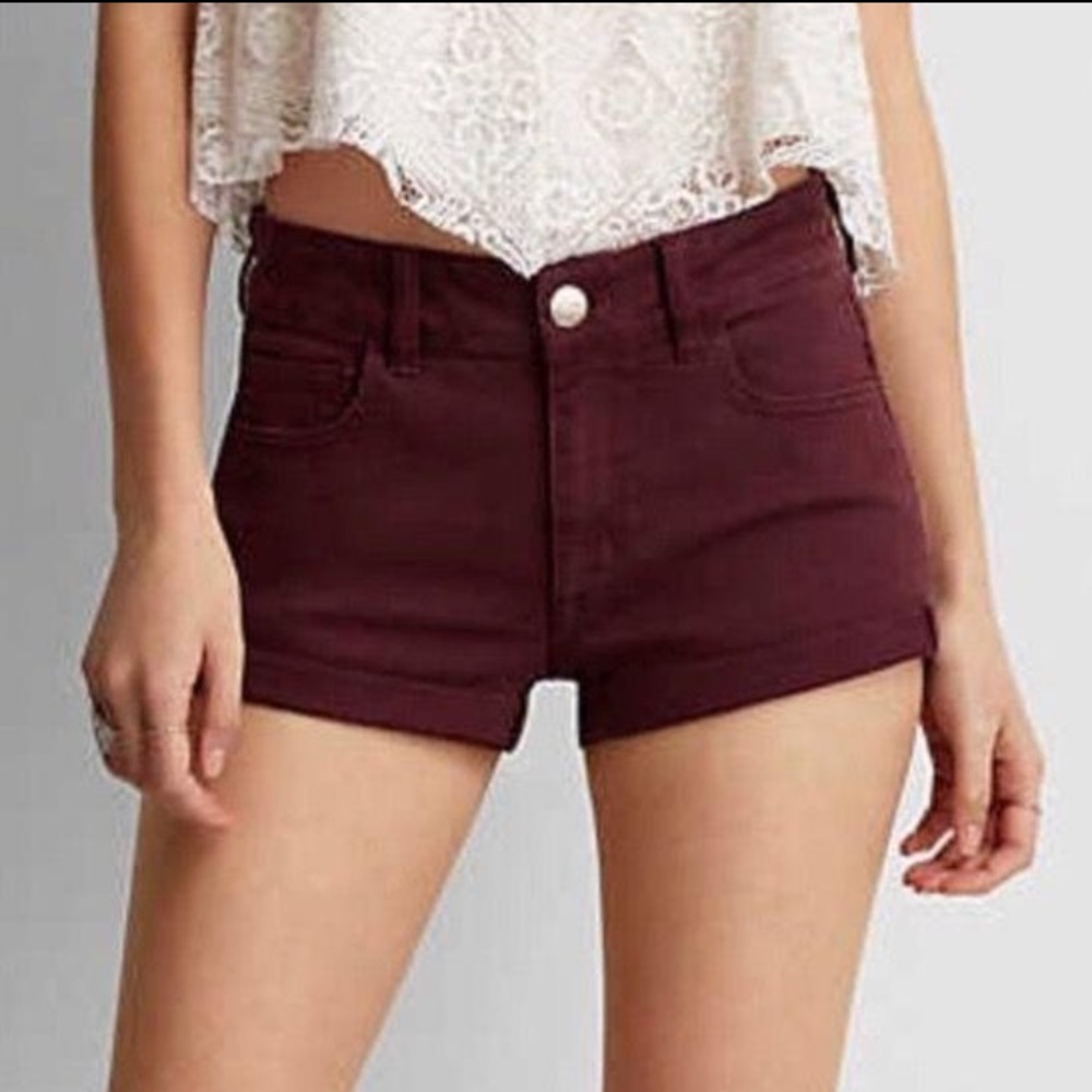 American Eagle Hi Rise Maroon Jean Short - Picture 6 of 6